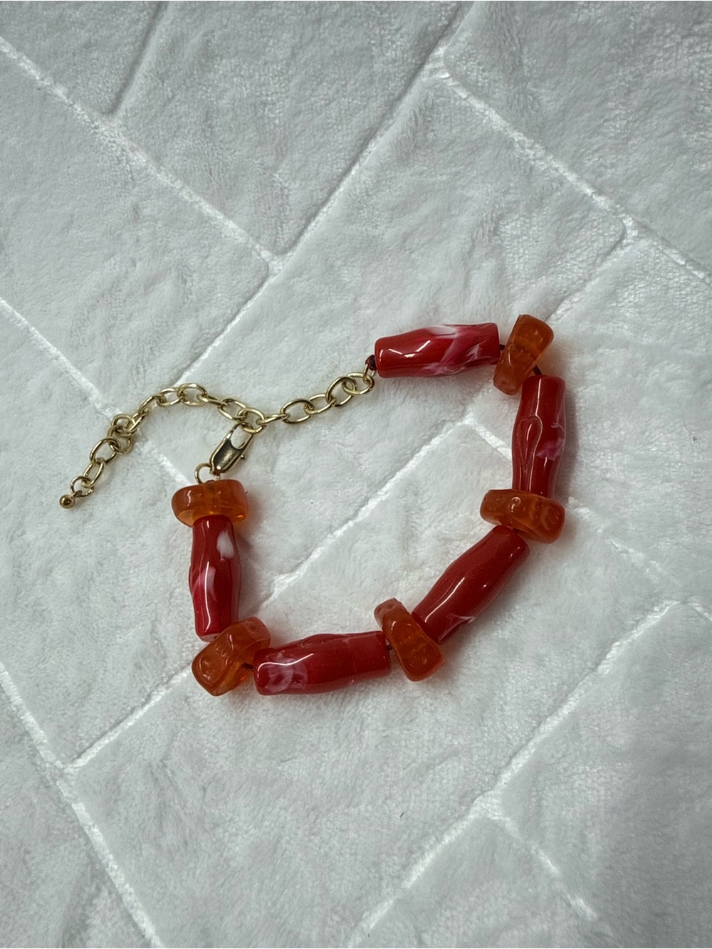 Red and Amber Bead Bracelet - Women Jewelry